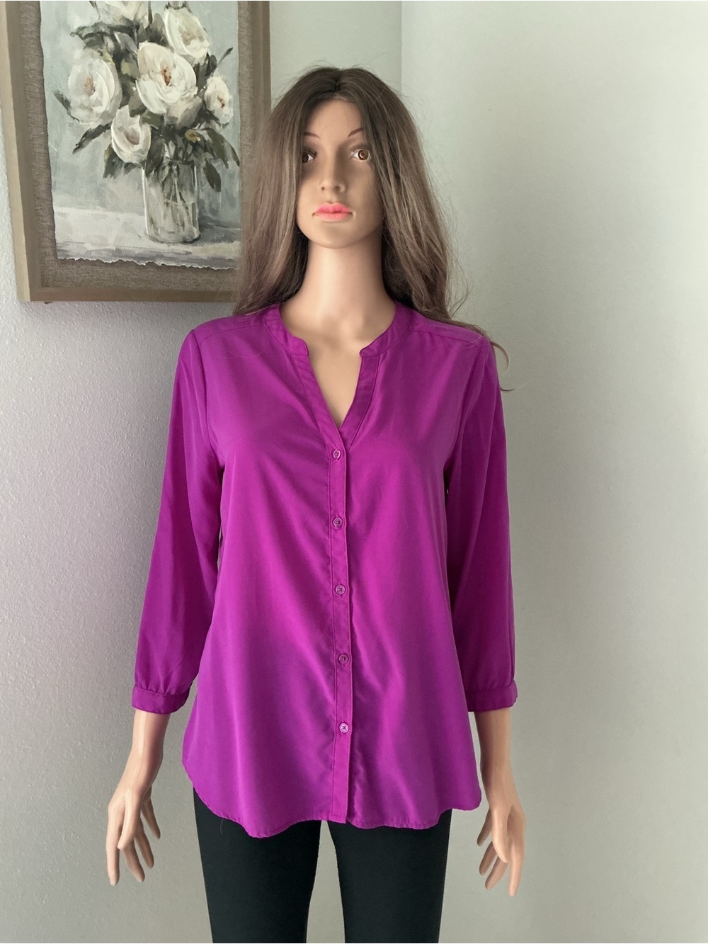 Old Navy Magenta Button-Front Blouse *